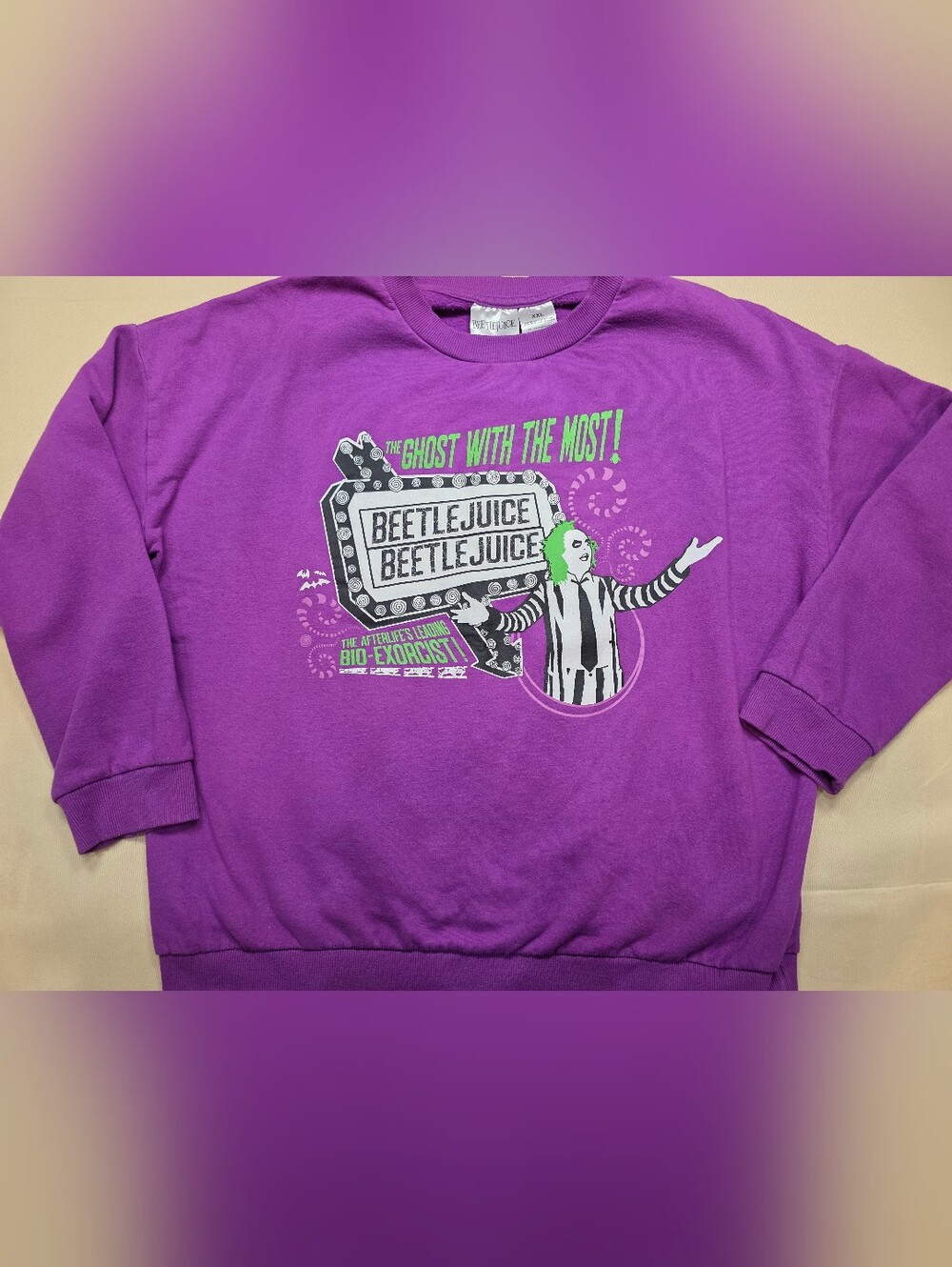 Beetlejuice Beetlejuice Purple Graphic Sweatshirt XXL Halloween